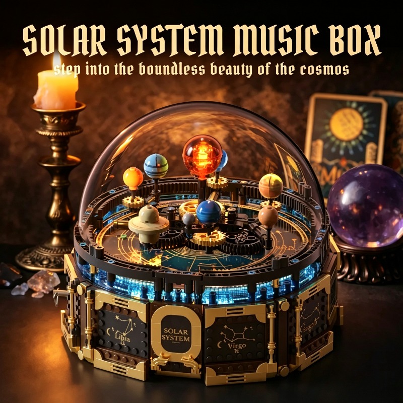 Solar System Orrery - 태양계 뮤직박스 조립 블록 세트 회전식